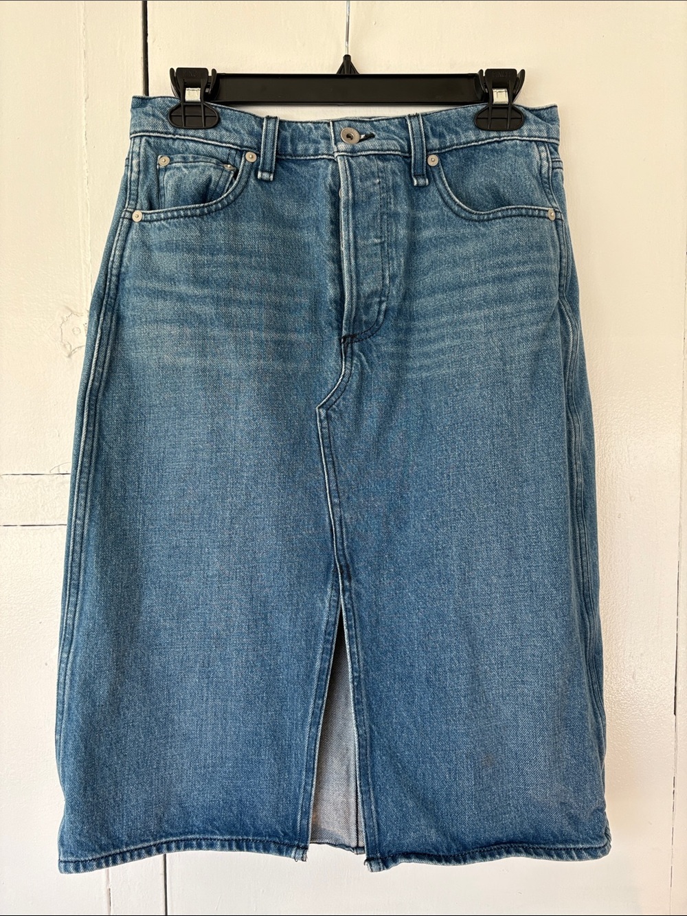 rag & bone Blue Denim Men's Jean Skirt with Front Slit